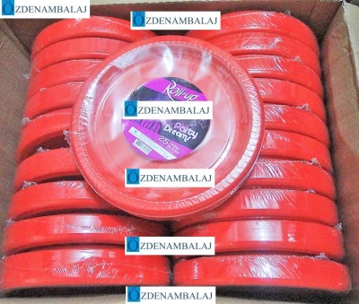 ROLL-UP PARTY DREAMS PLASTİK TABAK 22 CM 25'Lİ ( KIRMIZI ) - 4