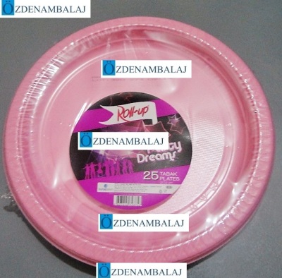 ROLL-UP PARTY DREAMS PLASTİK TABAK 22 CM 25'Lİ ( PEMBE ) - 3