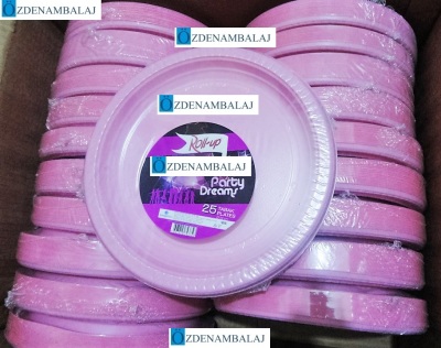 ROLL-UP PARTY DREAMS PLASTİK TABAK 22 CM 25'Lİ ( PEMBE ) - 4