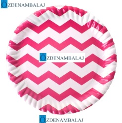 ROLL-UP ŞEKER PEMBE ZİG ZAG KARTON TABAK ( 23 CM 8'Lİ ) - 2