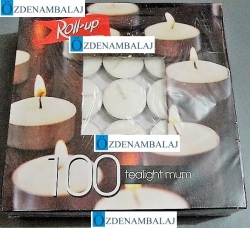 ROLL-UP TEA-LİGHT MUM  ( BEYAZ KIRMIZI RENKLER ) 7,5GR 1.000'ADET - 3