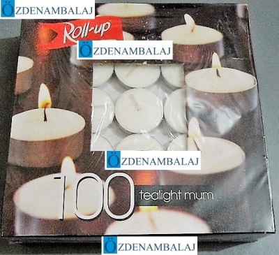 ROLL-UP TEA-LİGHT MUM  ( BEYAZ KIRMIZI RENKLER ) 7,5GR 1.000'ADET - 3