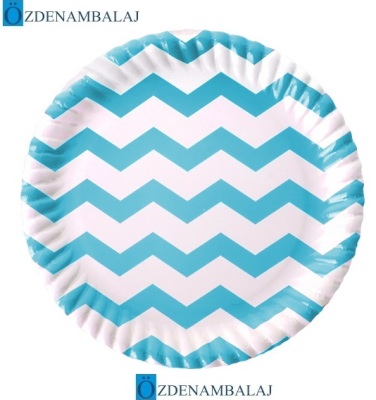 ROLL-UP TURKUAZ ZİG ZAG KARTON TABAK ( 23 CM 8'Lİ ) - 1