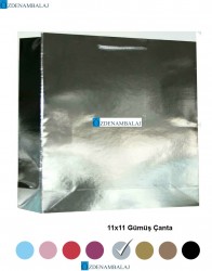 SİILVER ( GÜMÜŞ ) HEDİYELİK ÇANTA 11*11*CM 50’Lİ