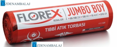 TIBBİ ATIK BASKILI JUMBO BOY ÇÖP TORBASI C KATLAMA KOD : 529 - 3