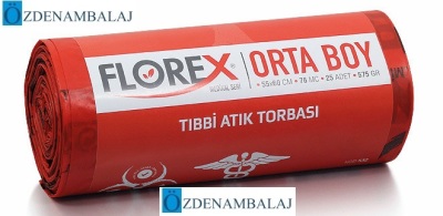 TIBBİ ATIK BASKILI ORTA BOY ÇÖP TORBASI C KATLAMA KOD : 532 - 1