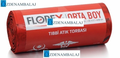 TIBBİ ATIK BASKILI ORTA BOY ÇÖP TORBASI C KATLAMA KOD : 532 - 3