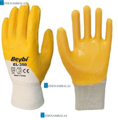 BEYBİ KN 350 NİTRİL SARI İŞ ELDİVENİ 9 BEDEN - 2